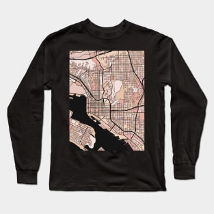 San Diego Map Pattern in Soft Pink Pastels Long Sleeve T-Shirt